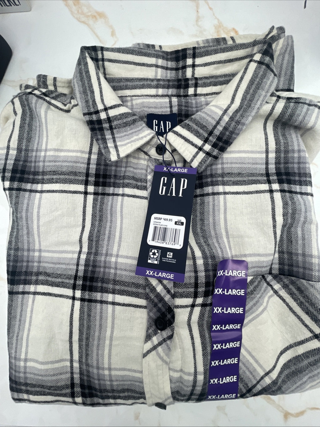 Gap Women's Soft Long Sleeve Hi-Low Hem Relaxed Fit Flannel Size XXL