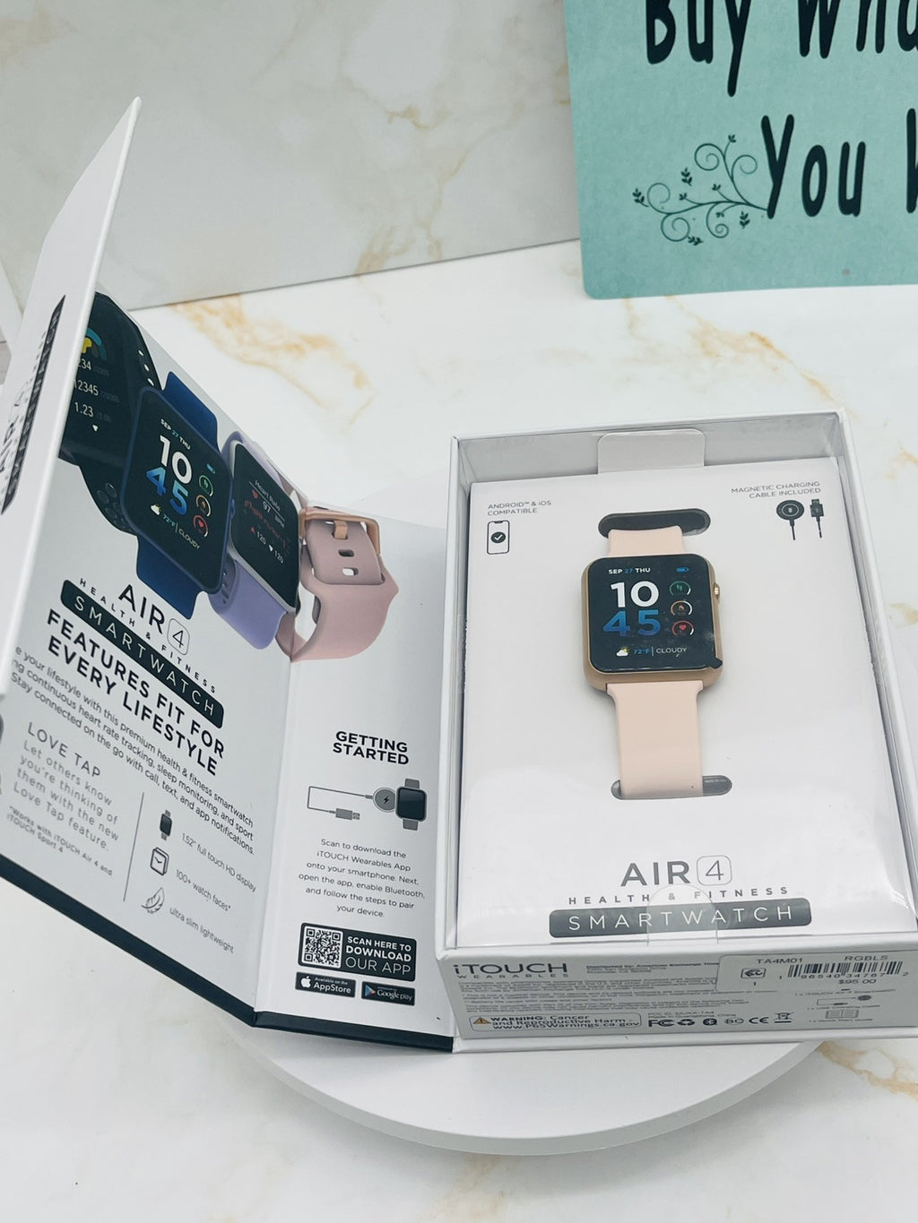 iTouch Air 4 Smartwatch Fitness Heart Rate, Custom Face, 100+ Sports, Bluetooth
