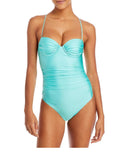 Aqua Swim Womens Green Ruched Underwire Beachwear One-Piece Swimsuit M BHFO 4037